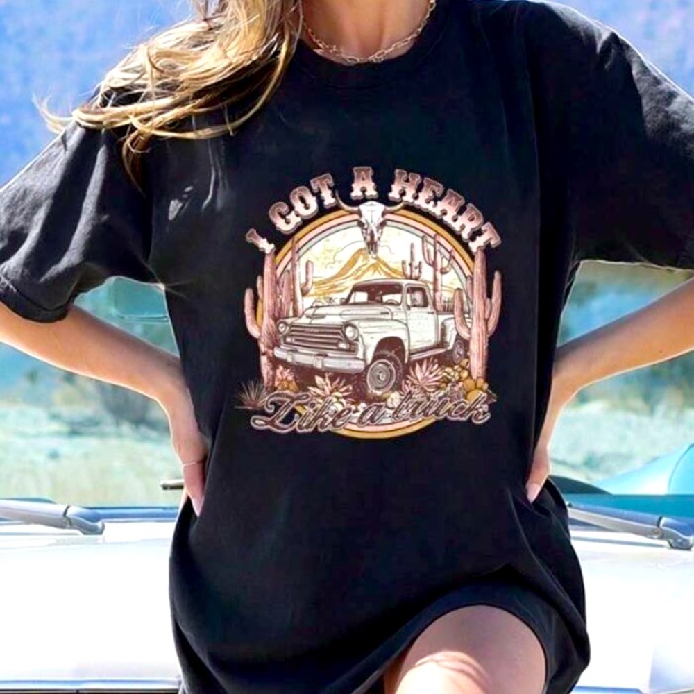 Graphic T-Shirt with “I Got A Heart Like A Truck” Design